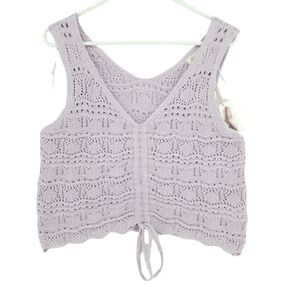 NWT Large Jessica Simpson Crotchet Drawstring Crop Top